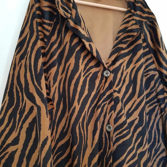 Vintage Velvet Fluffly Tiger Animal Print Coat Womens Jacket XL XXL - Picture 4 of 5
